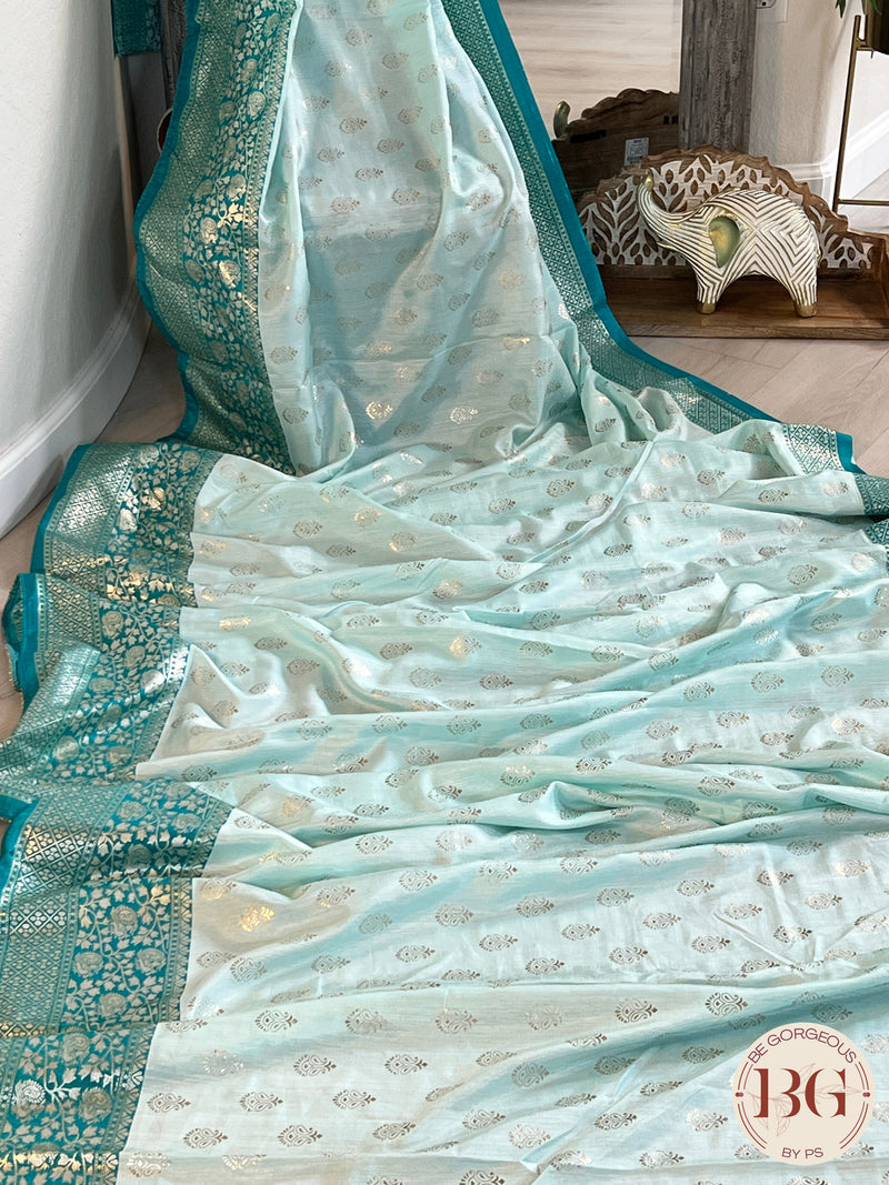 Soft Silk saree with foil print - dancing figures on pallu saree color - rama green