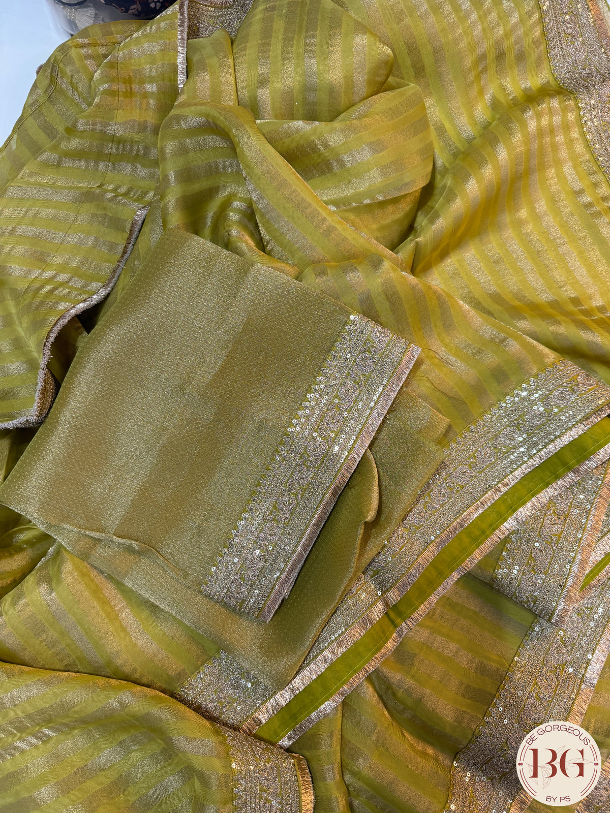 Organza Designer Saree - Green