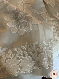 Organza with applique work - Beige