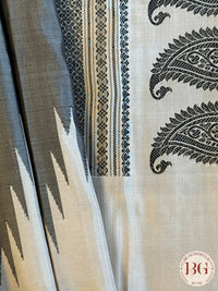 Gadwal handloom pure silk saree - off white with grey no zari gadwal