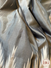 Gadwal handloom pure silk saree - off white with grey no zari gadwal