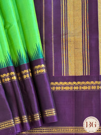 Gadwal handloom pure silk saree - Green Purple