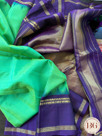 Gadwal handloom pure silk saree - Green Purple