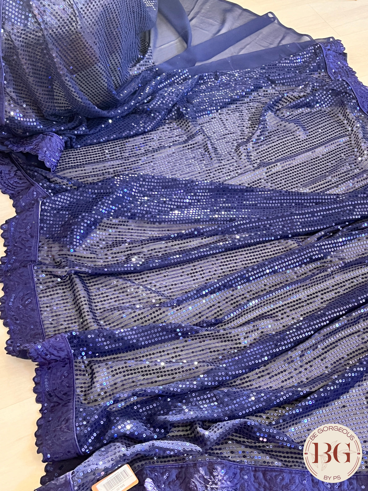 Georgette with all over sequin saree color - blue