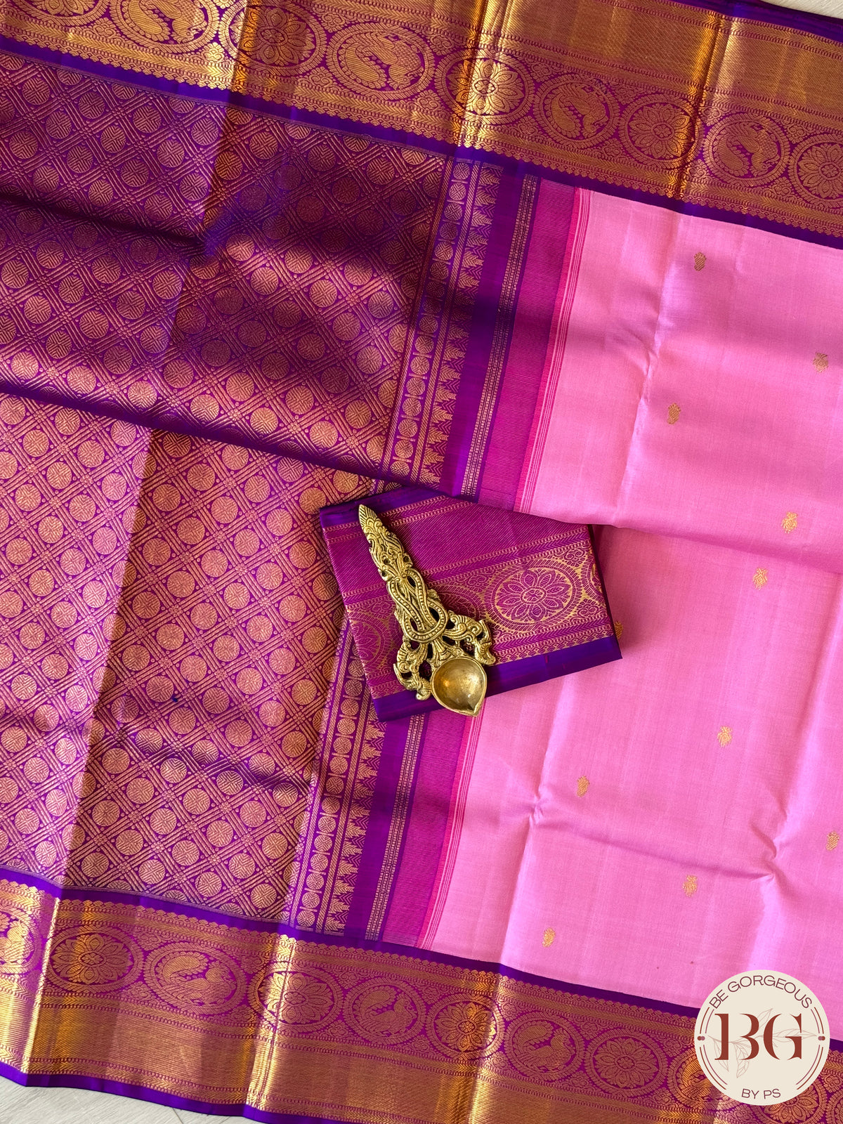 Kanjeevaram pure silk handloom saree - pink purple