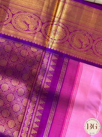 Kanjeevaram pure silk handloom saree - pink purple