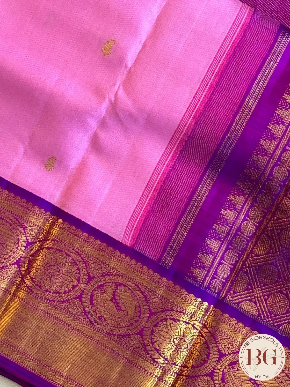 Kanjeevaram pure silk handloom saree - pink purple