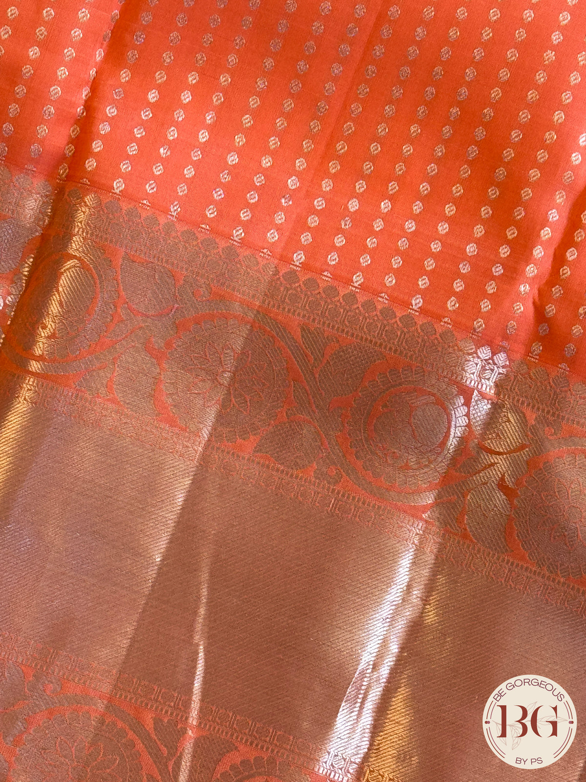 Kanjeevaram pure silk handloom saree - laxman butta peach