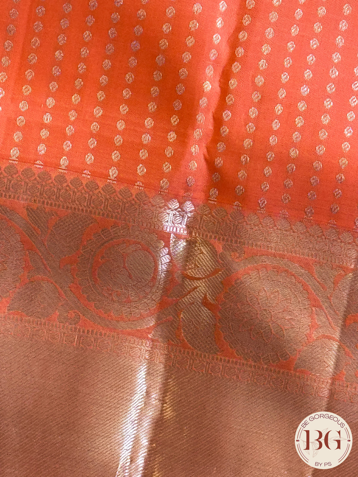 Kanjeevaram pure silk handloom saree - laxman butta peach