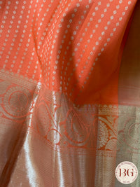 Kanjeevaram pure silk handloom saree - laxman butta peach