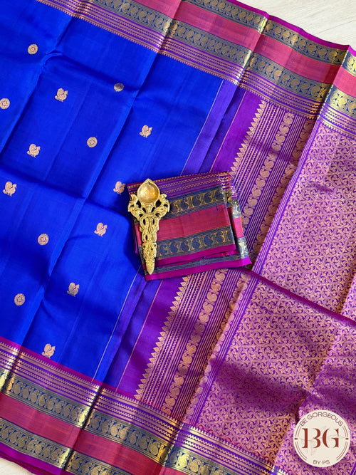 Kanjeevaram pure silk handloom saree - blue pink