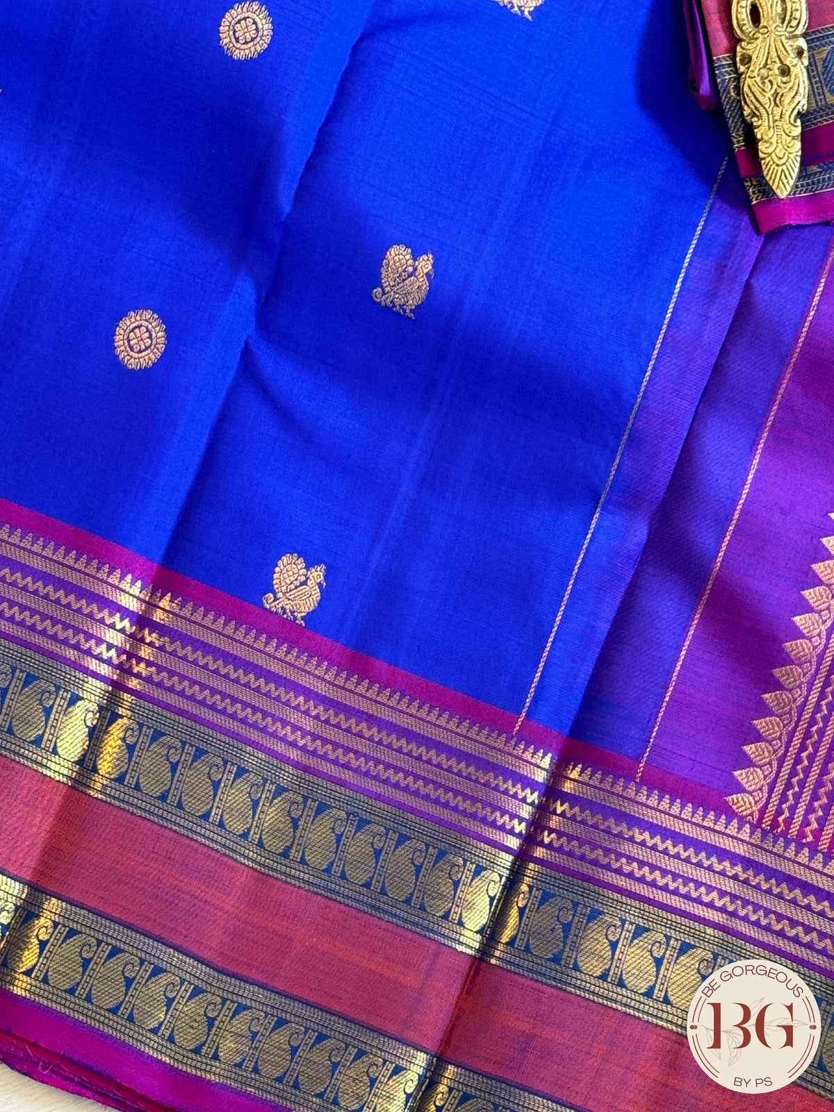 Kanjeevaram pure silk handloom saree - blue pink