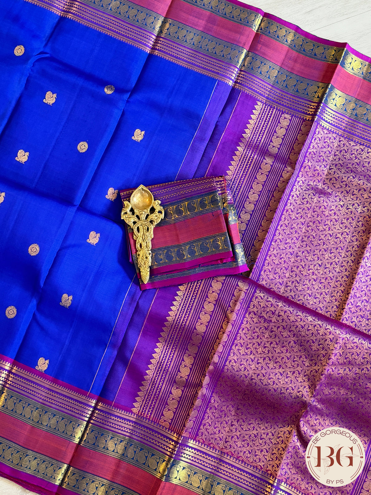 Kanjeevaram pure silk handloom saree - blue pink