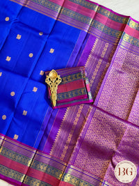 Kanjeevaram pure silk handloom saree - blue pink