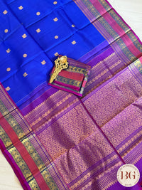 Kanjeevaram pure silk handloom saree - blue pink