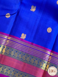 Kanjeevaram pure silk handloom saree - blue pink