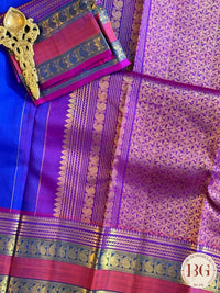 Kanjeevaram pure silk handloom saree - blue pink