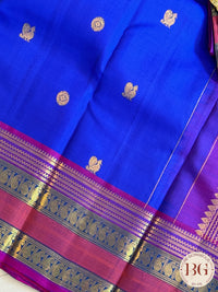 Kanjeevaram pure silk handloom saree - blue pink