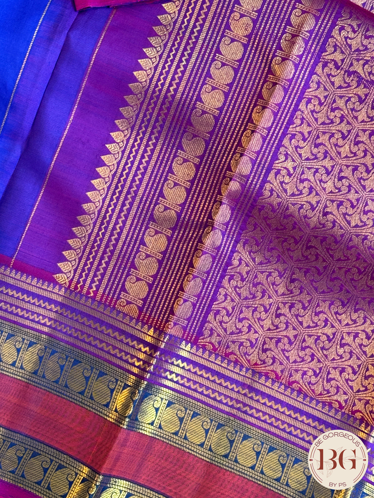 Kanjeevaram pure silk handloom saree - blue pink