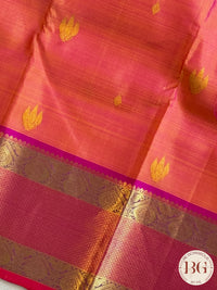 Kanjeevaram pure silk handloom saree - orange pink
