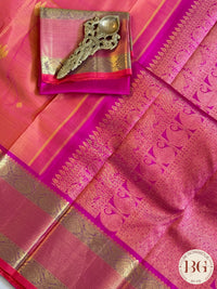 Kanjeevaram pure silk handloom saree - orange pink