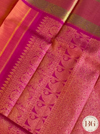 Kanjeevaram pure silk handloom saree - orange pink