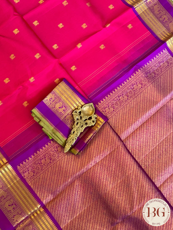 Kanjeevaram pure silk handloom saree - Pink purple