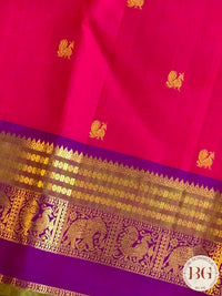 Kanjeevaram pure silk handloom saree - Pink purple