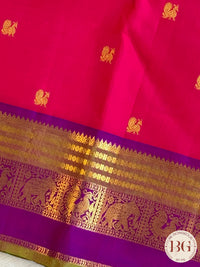 Kanjeevaram pure silk handloom saree - Pink purple