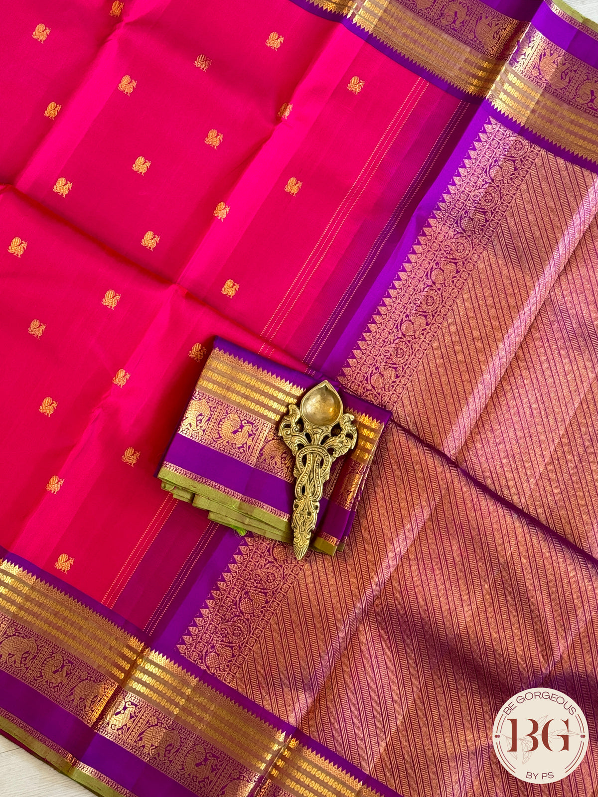 Kanjeevaram pure silk handloom saree - Pink purple