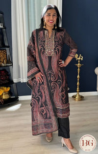 3 piece suit set with kashmiri print