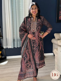 3 piece suit set with kashmiri print