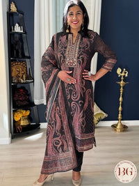 3 piece suit set with kashmiri print