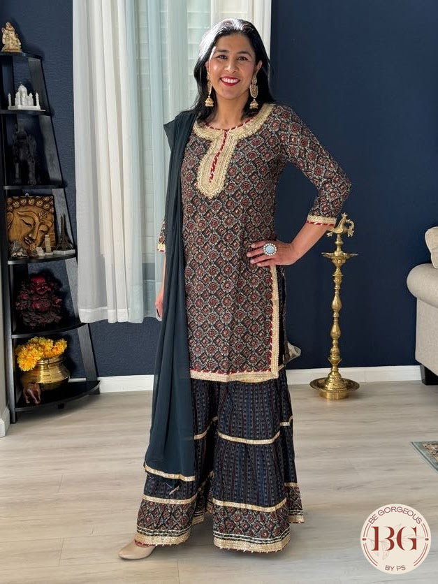 Navy Blue Garara Set, featuring exquisite gota work