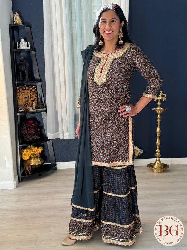 Navy Blue Garara Set, featuring exquisite gota work