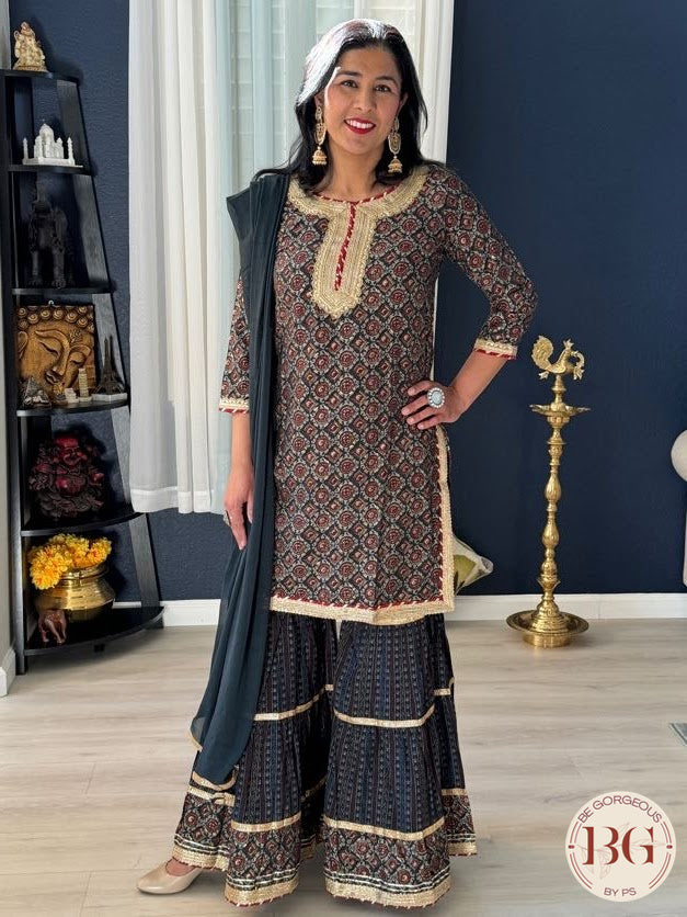 Navy Blue Garara Set, featuring exquisite gota work