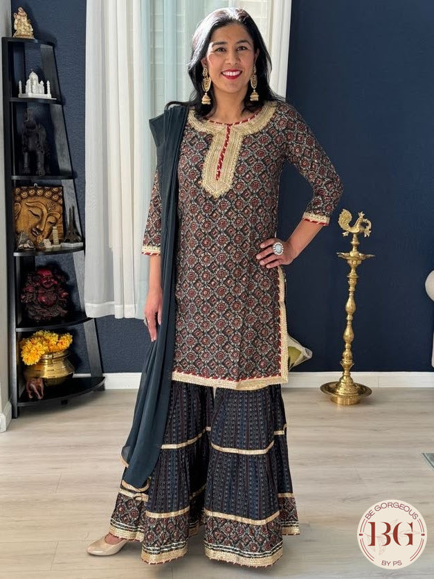 Navy Blue Garara Set, featuring exquisite gota work