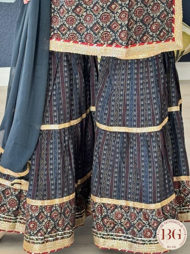 Navy Blue Garara Set, featuring exquisite gota work