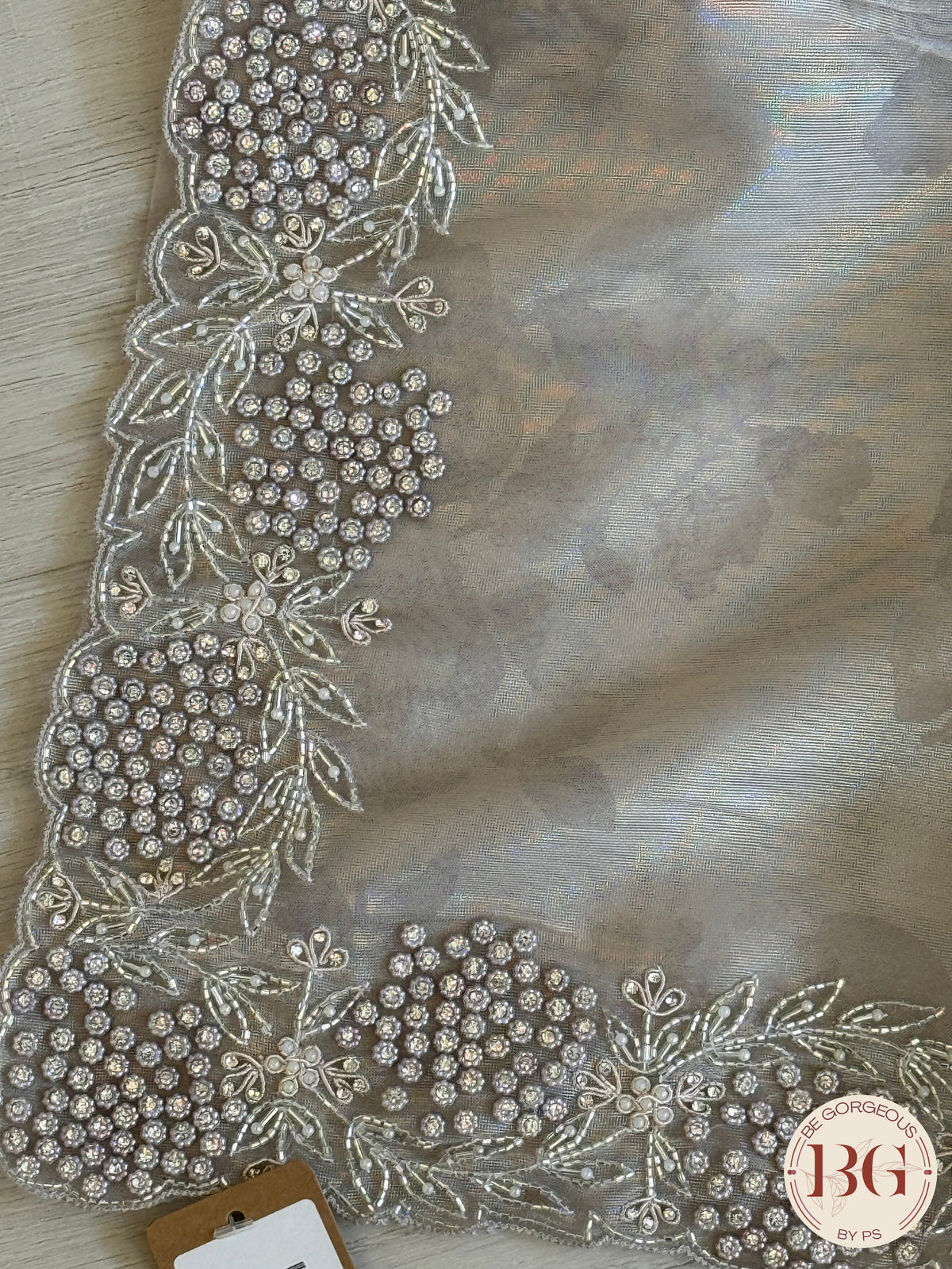 Tissue organza silk with stone work - lavendar