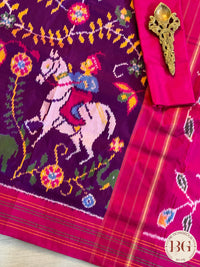 Ikkat Pure silk handloom saree - Purple pink