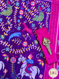 Ikkat Pure silk handloom saree - Purple pink