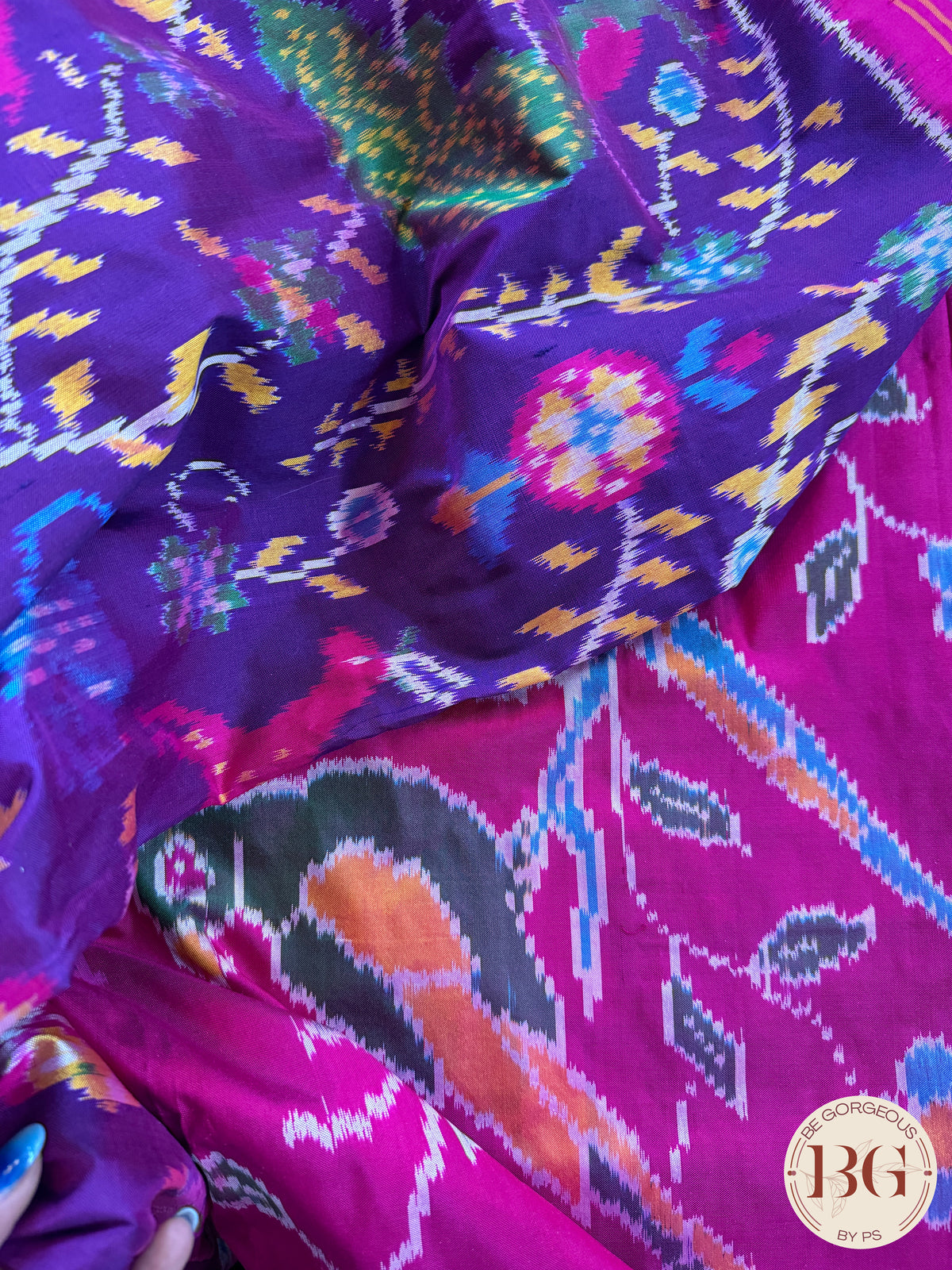 Ikkat Pure silk handloom saree - Purple pink