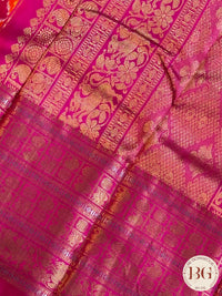 Pochumpally Ikkat Pure silk handloom saree with kanchi border and pallu - Pink