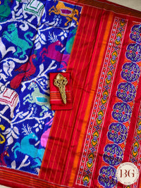Ikkat Pure silk handloom saree - Blue Red