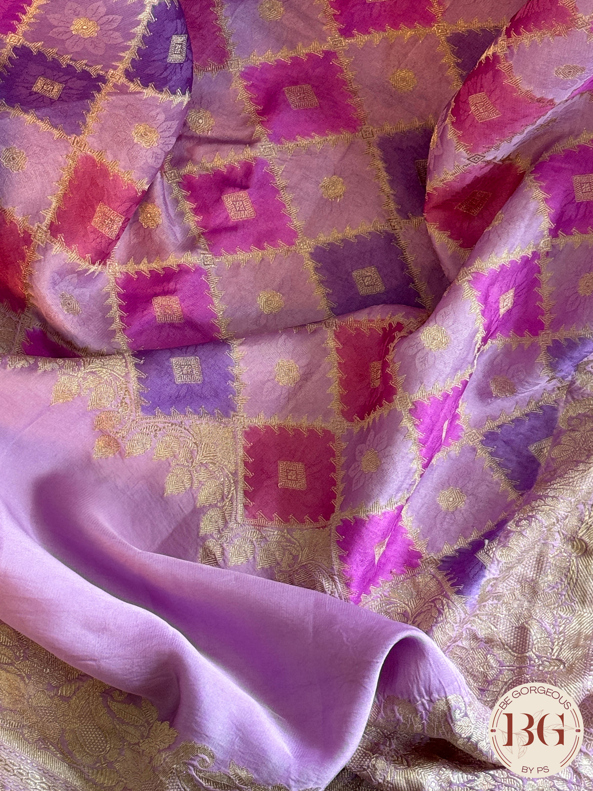 Mushroo banarasi rangkaat pure silk handloom saree - Lavendar