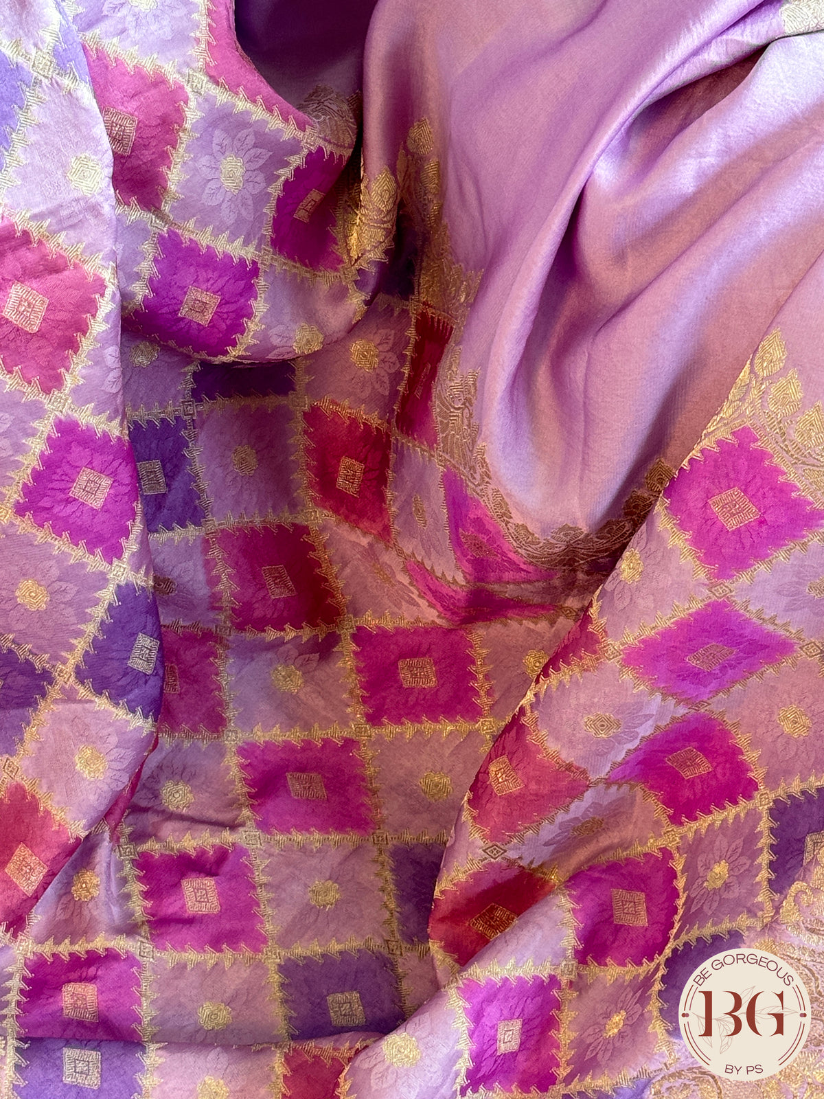 Mushroo banarasi rangkaat pure silk handloom saree - Lavendar