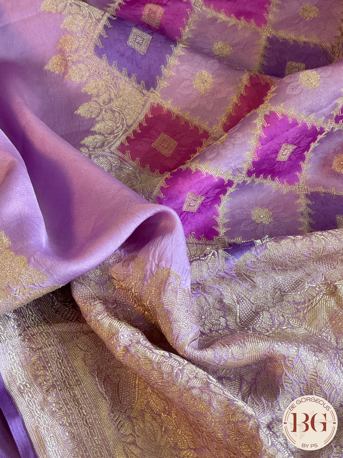 Mushroo banarasi rangkaat pure silk handloom saree - Lavendar