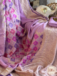 Mushroo banarasi rangkaat pure silk handloom saree - Lavendar