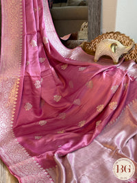 Mushroo banarasi kandhwa weaving pure silk handloom saree - Pink