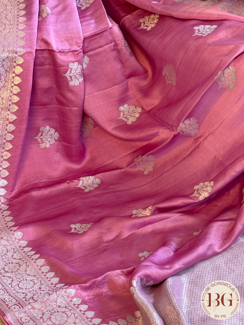 Mushroo banarasi kandhwa weaving pure silk handloom saree - Pink
